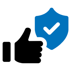Daumen-hoch-Icon mit Gütesiegel