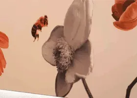 Nahaufnahme von roten und grauen Blüten vor hellem Hintergrund