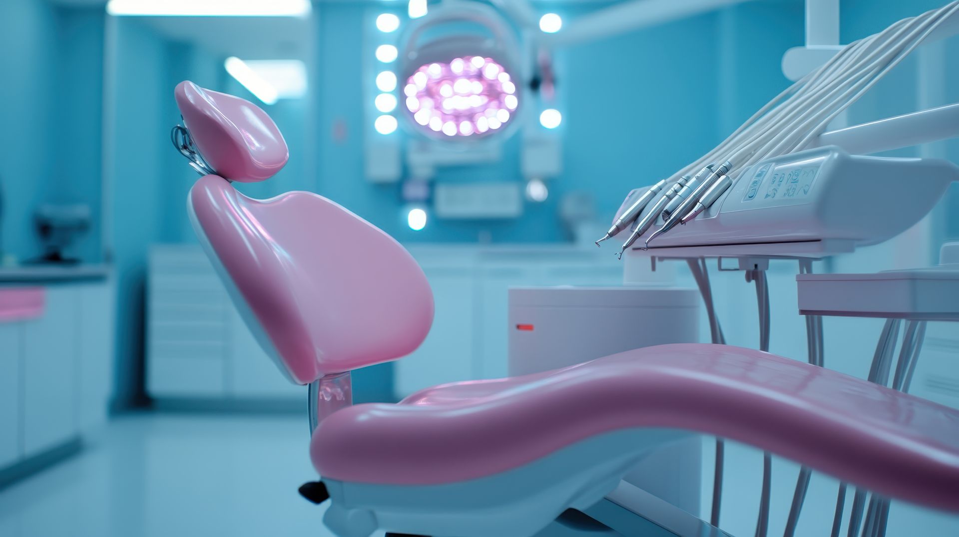 Un fauteuil rose de dentiste
