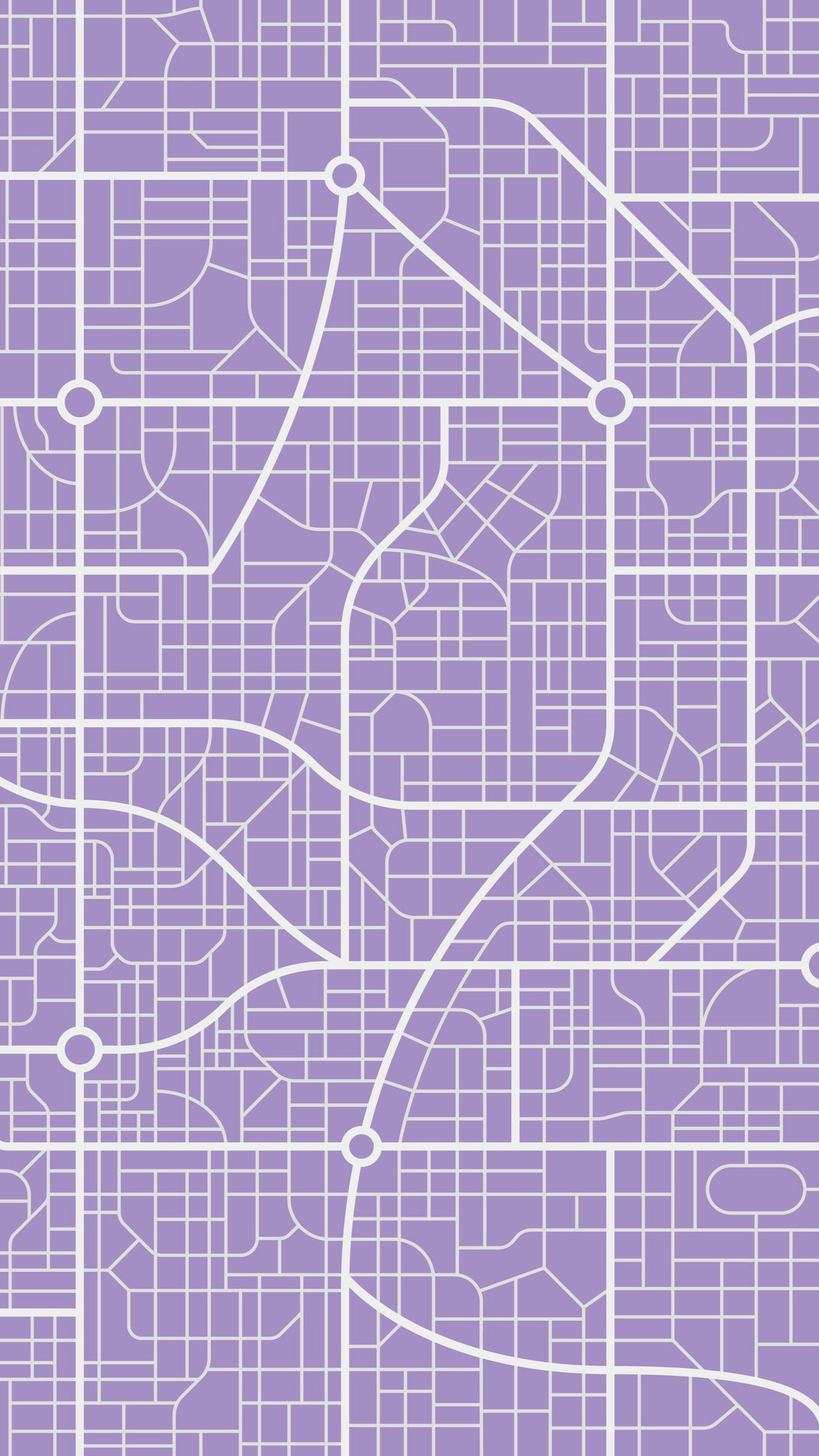 Illustration cartographique avec des routes blanches sur fond violet.