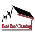 Logo for Ben's Roof Cleaning: black roof design with red gutter and text, "Ben's Roof Cleaning".