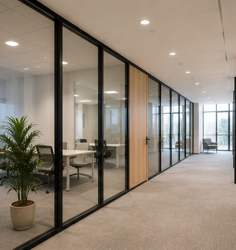 Grande verrière dans un bureau