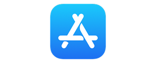 Un icono de la tienda de aplicaciones azul sobre un fondo blanco.