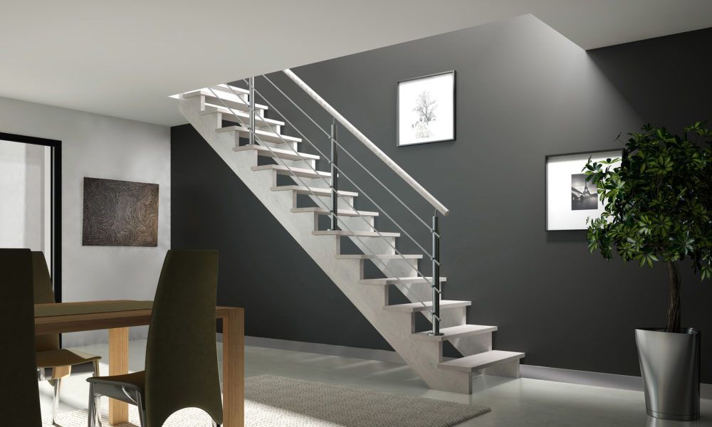 Escalier moderne avec des tubes en inox horizontaux