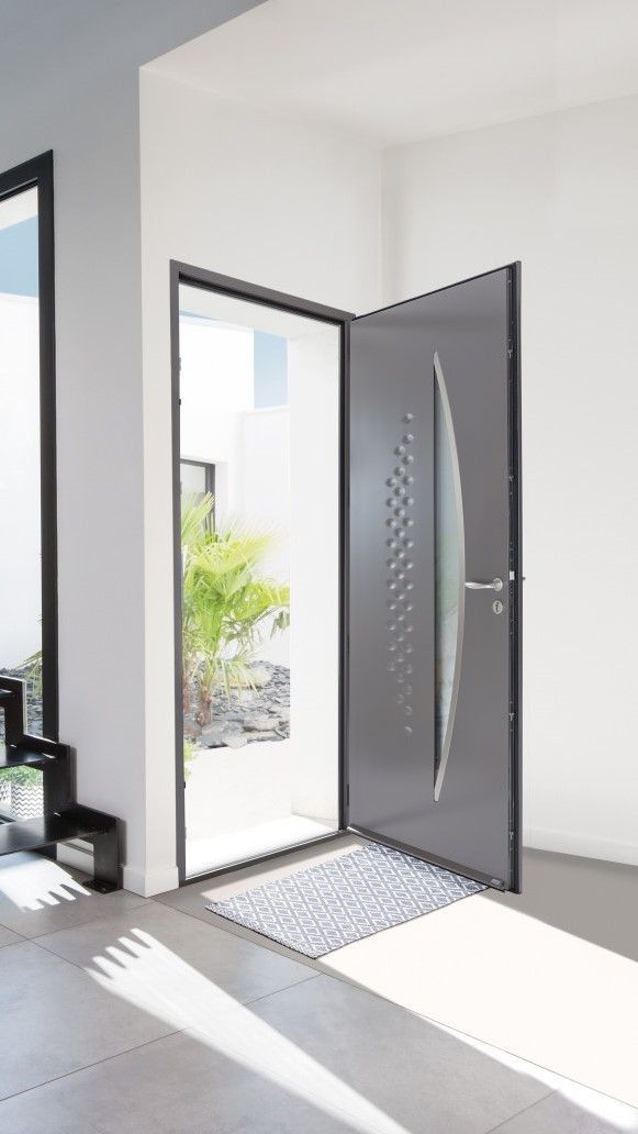 Porte d'entrée contemporaine de couleur gris anthracite