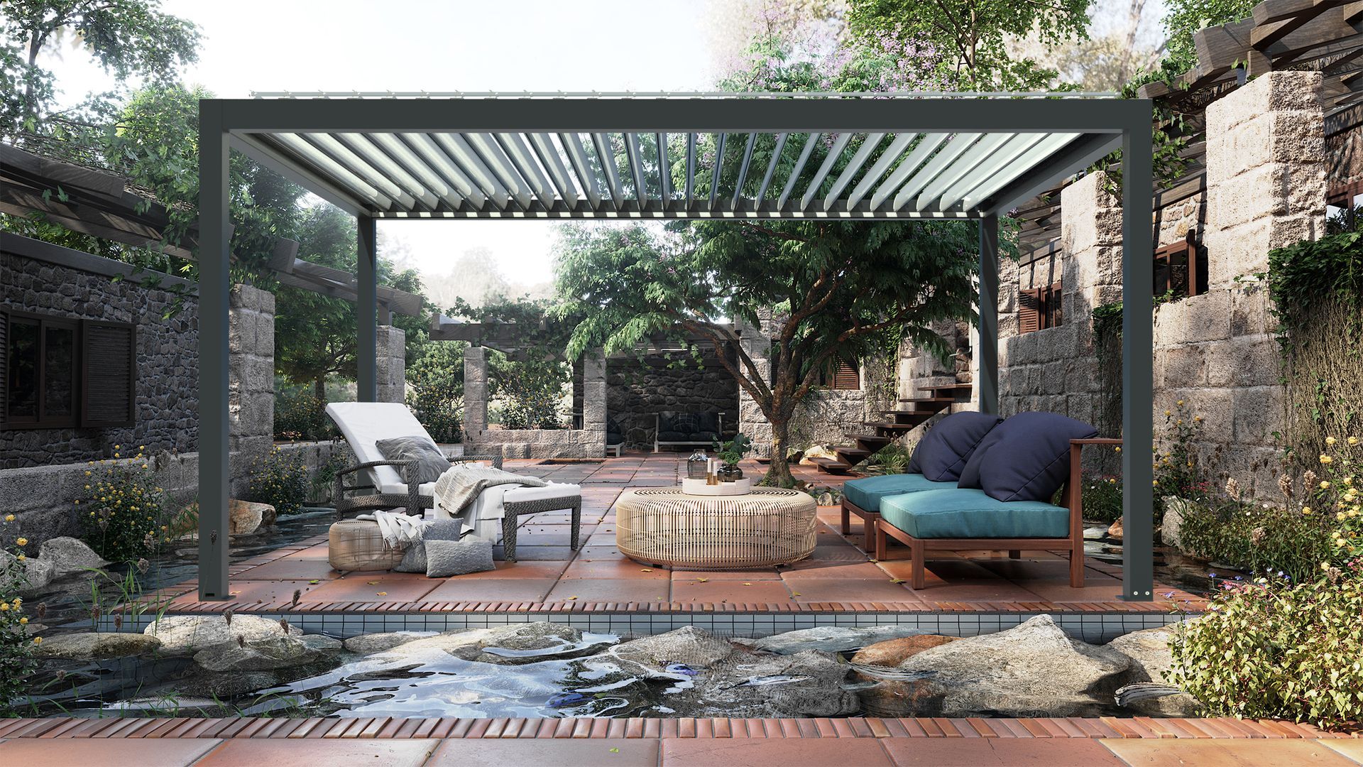 Pergola grise de la marque Marbella
