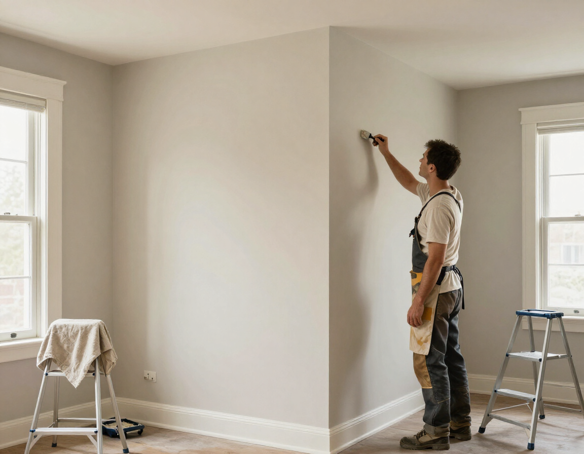 Salón de una vivienda recién pintado en tonos neutros en Motril