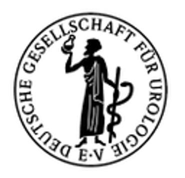 A black and white logo for deutsche gesellschaft fur urologie
