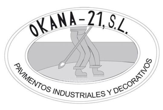A logo for okana- 21, s.l. pavimento industriales y decorativos