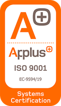 El logotipo de la certificación de sistemas ISO 9001 de Applus+.