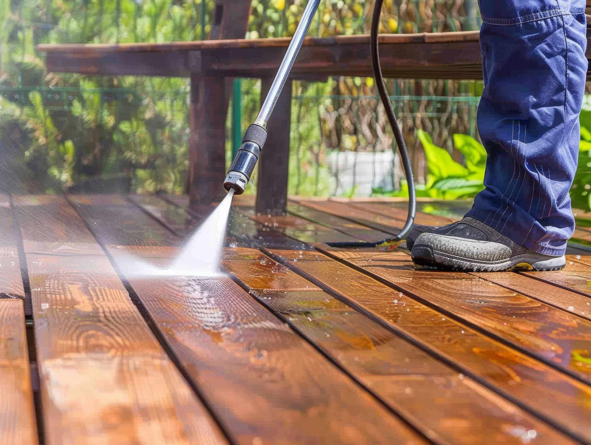 Nettoyage d'une terrasse en bois