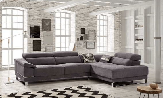 Canapé d'angle de couleur gris