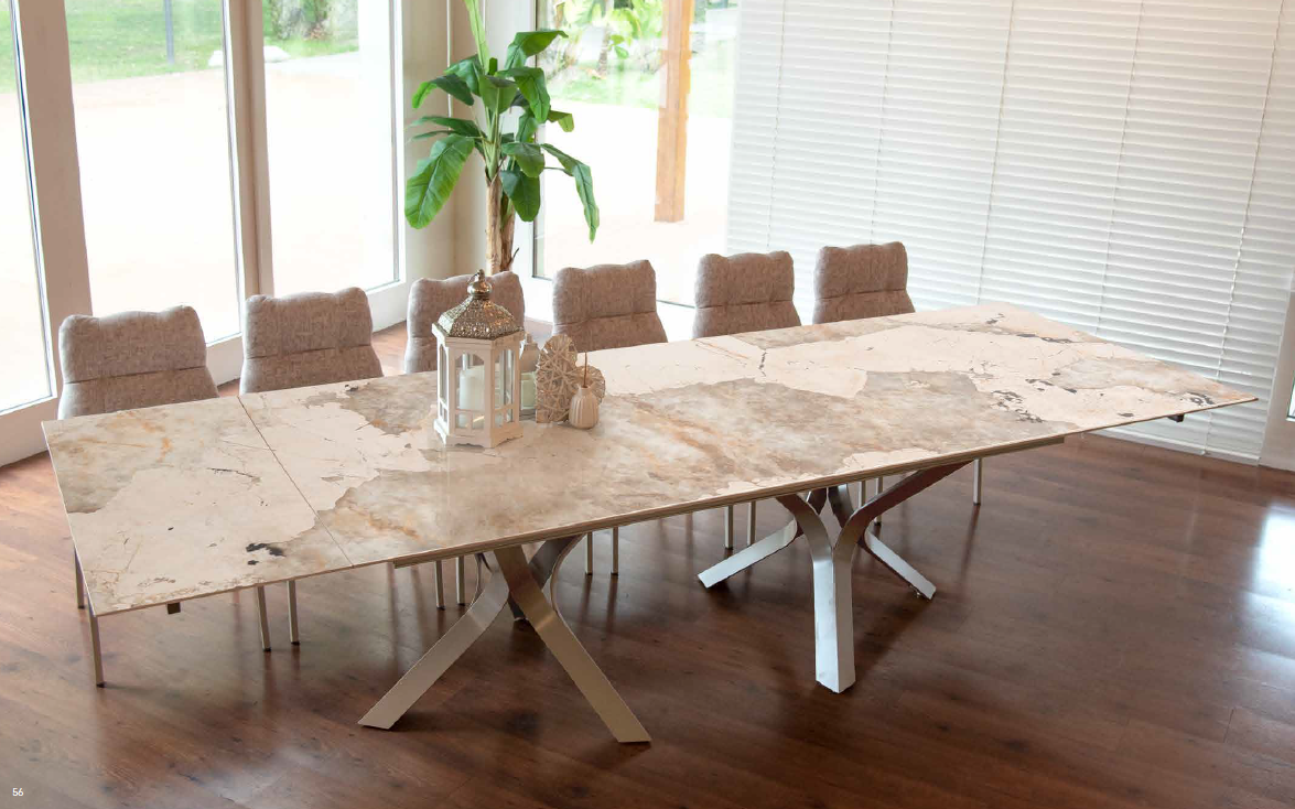 Table KRON plateau DEKTON ou céramique . L 200, 220, 240,  260, 280, 300 cm+ 2 allonges de 50 ou 55 cm.
Fabricant PURE DESIGN. Existe en version fixe.
Meubles MARTY BARAQUEVILLE près de 12000 RODEZ, 12800 NAUCELLE, 12240 RIEUPEYROUX, 12200 VILLEFRANCHE DE ROUERGUE, 12450 LUC-LA PRIMAUBE.