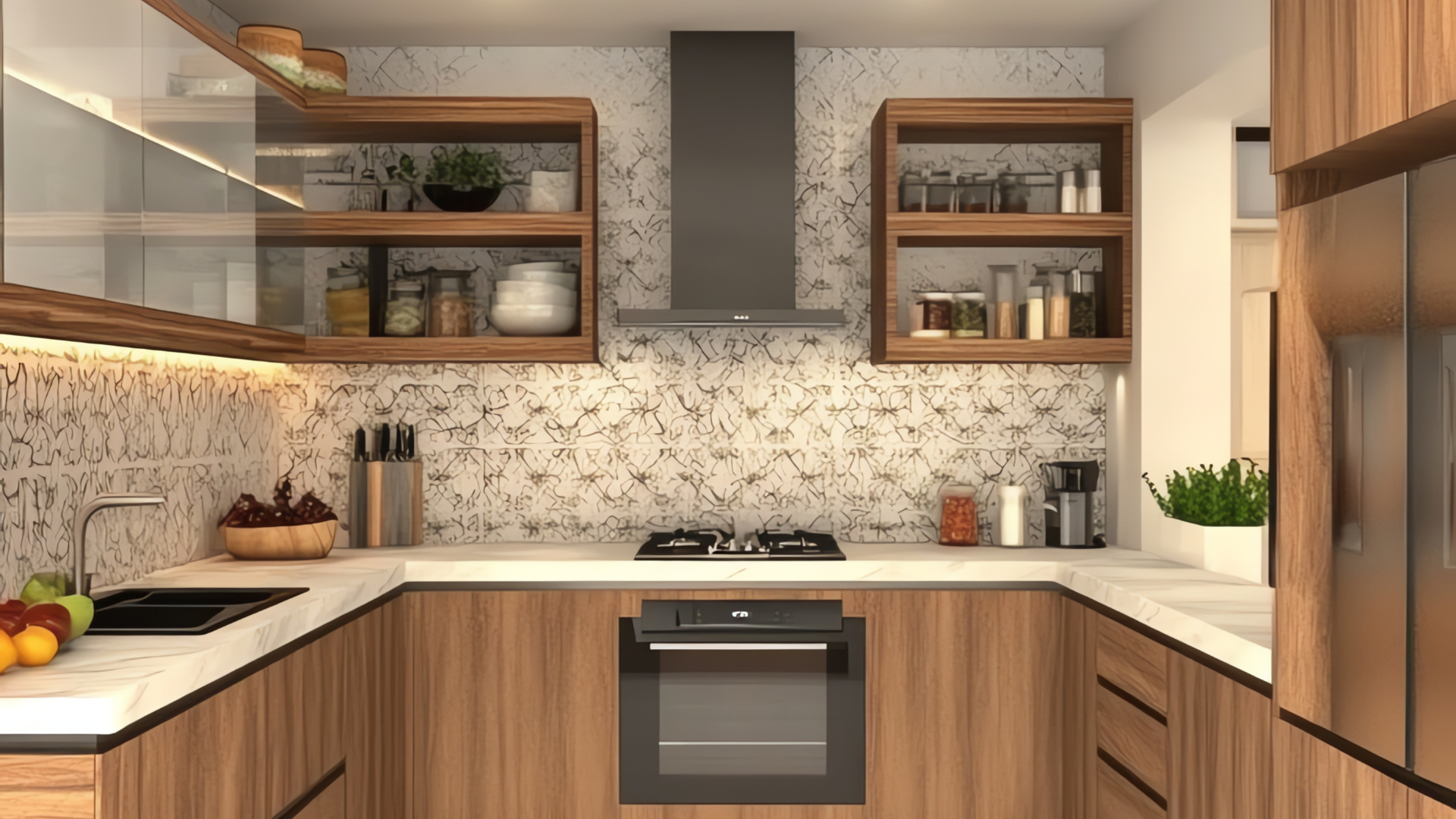 Plomberie sous évier avec siphon et tuyaux chromés contre un mur endommagé et un fond carrelé.