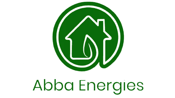 Logo pour Abba Energies : design circulaire vert avec une maison et une feuille, contour blanc, texte vert.
