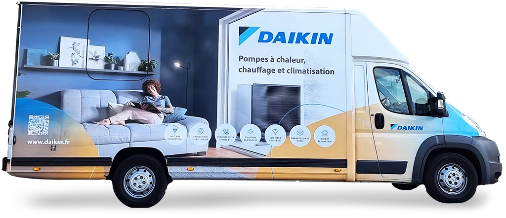 Camion avec publicité Daikin