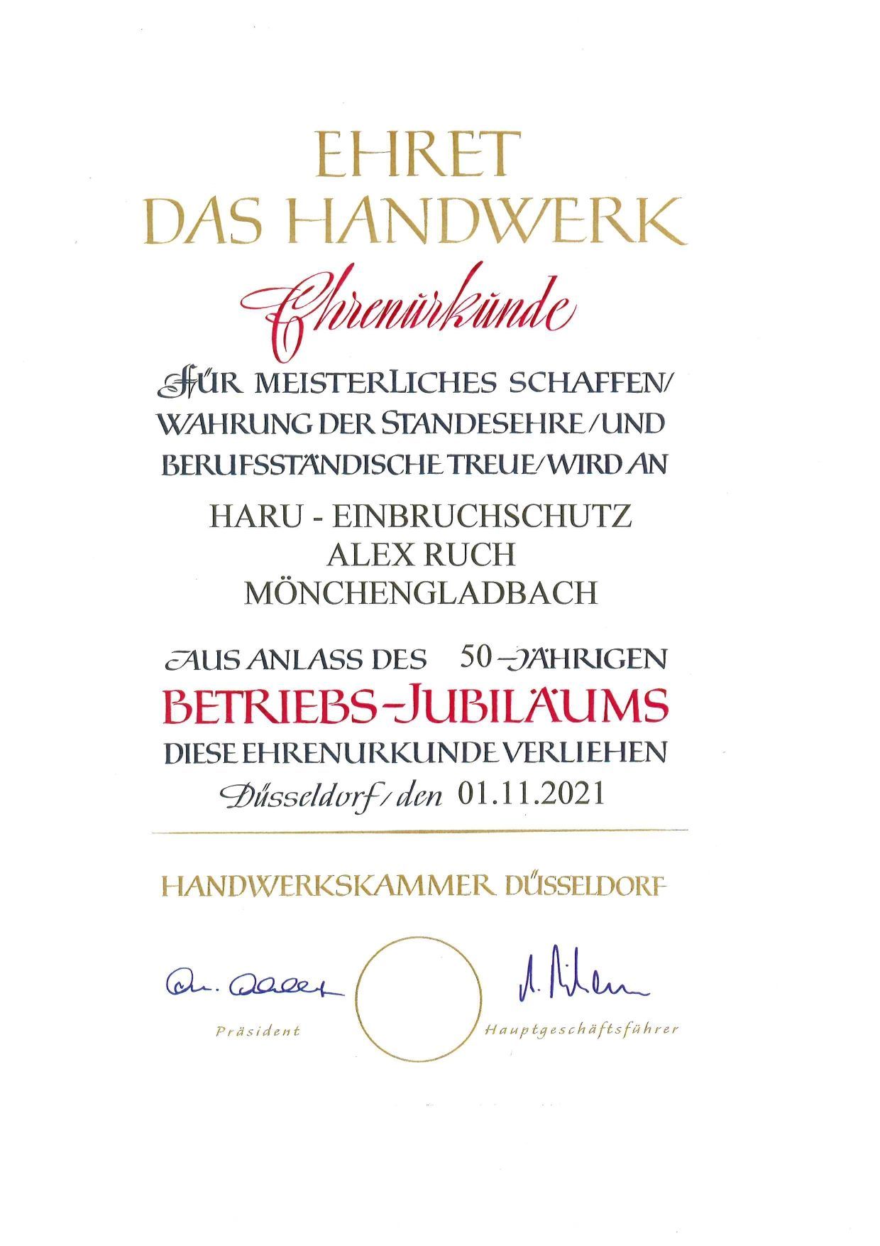 Handwerk Zertifikat