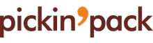 El logotipo de Pickin' Pack presenta el nombre de la empresa en una fuente 