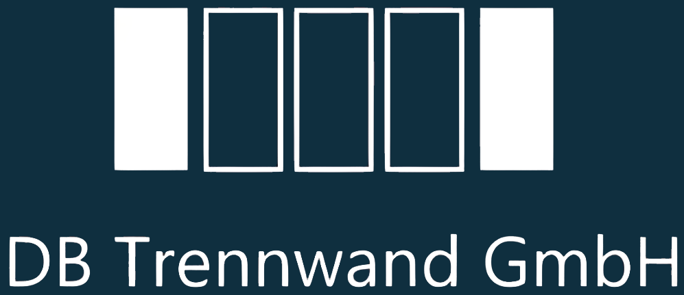 Logo der DB Trennwand GmbH: Fünf vertikale Rechtecke, drei umrandet und zwei ausgefüllt, über dem Text.