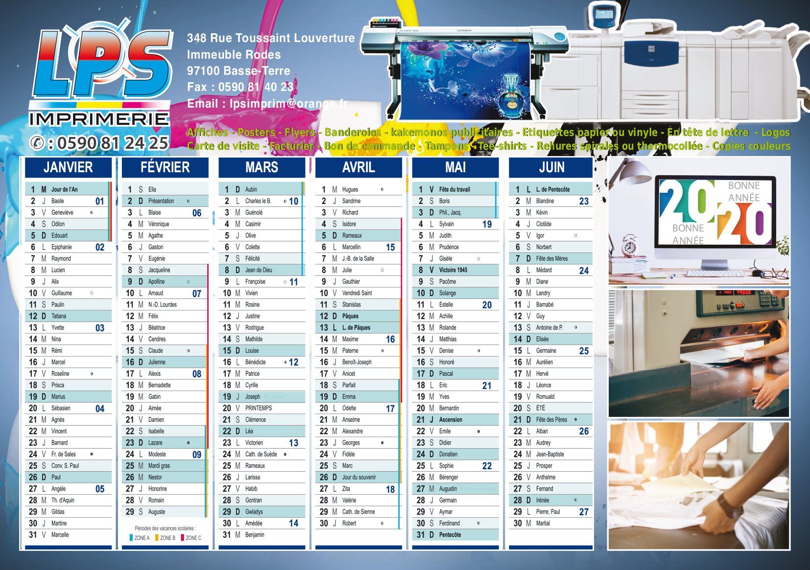 Calendrier A4 plastifié