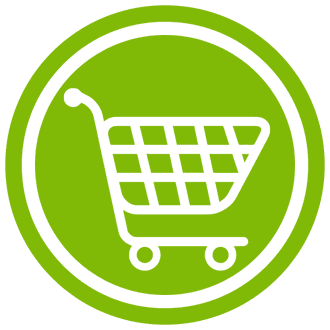 Un icono de un carrito de compras en un círculo verde.