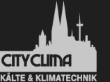 CITYCLIMA-Logo mit grauer Stadtsilhouette und dem Text „KÄLTE & KLIMATECHNIK“