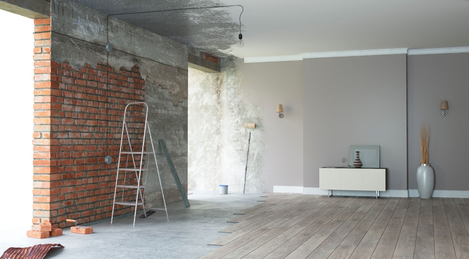 Avant et après d'un intérieur de maison
