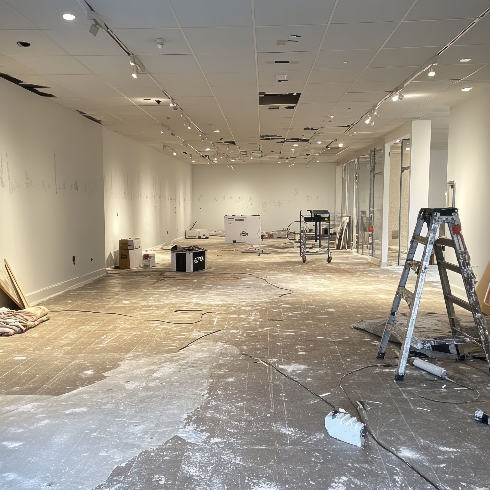 Rénovation de mur et sol d'une entreprise