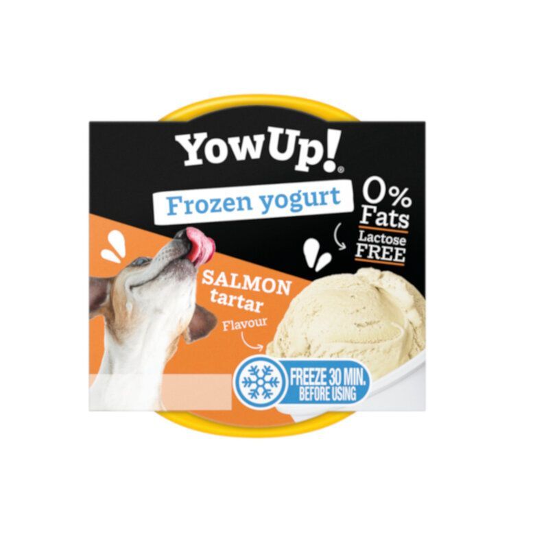 Yogur helado YowUp! en bolsita, sabor tartar de salmón, 0% grasa, para perros