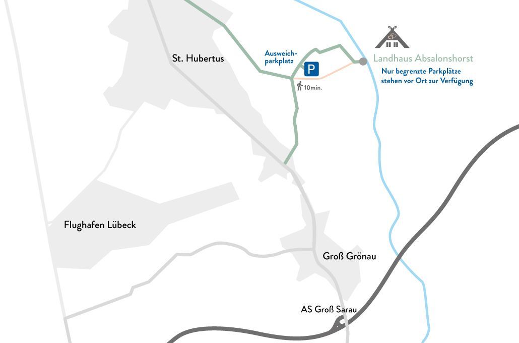 Karte eines Wanderweges mit Parkplätzen, der Kirche St. Michael und den umliegenden Städten.
