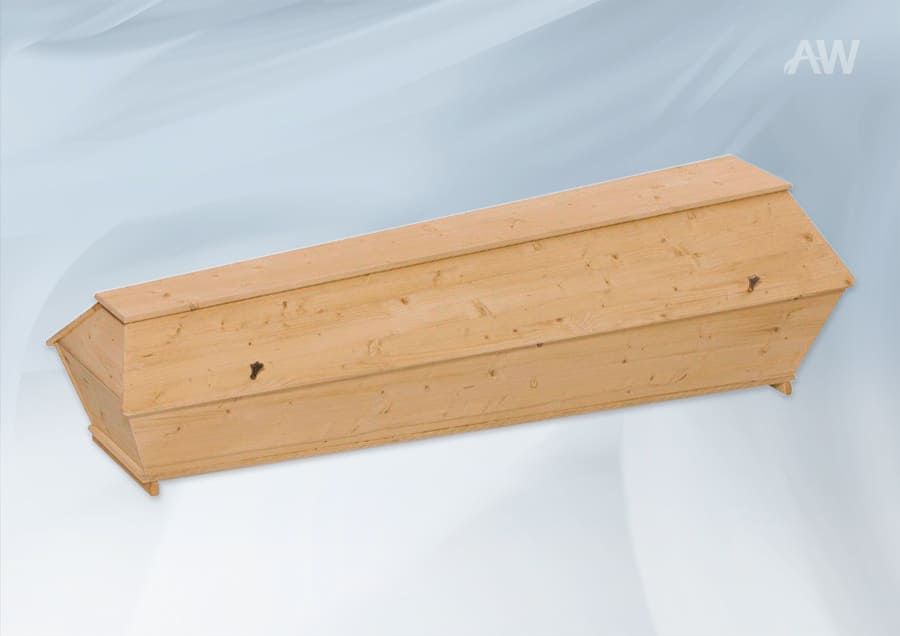 Holzsarg, hellbraun, geschlossen.