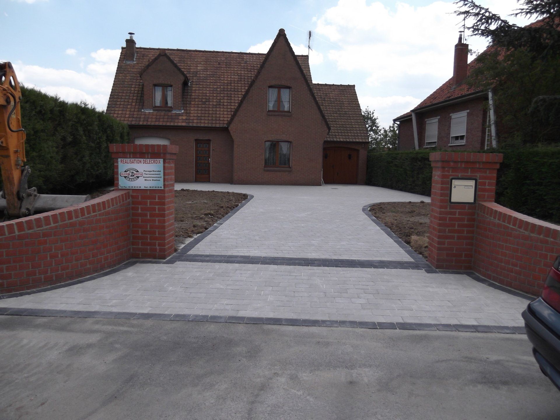 Pose de pavés béton