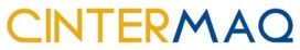 Un logotipo azul y amarillo para Cintermaq sobre un fondo blanco.