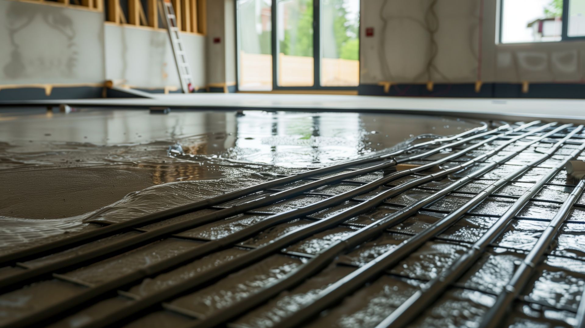 Plancher chauffant avec coulage de la dalle en béton