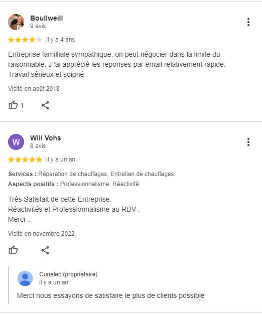 Nos avis sur Google