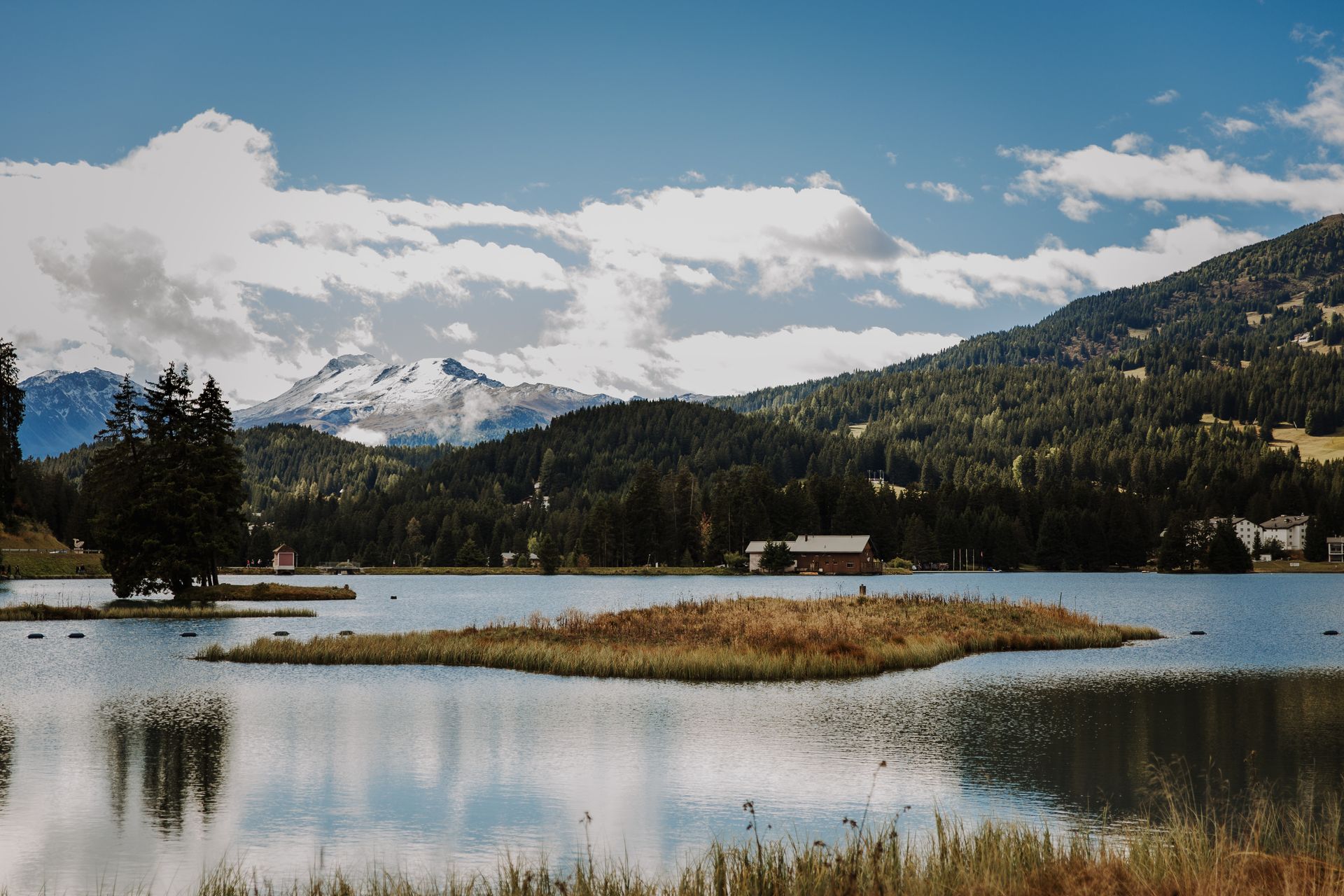 Eine Gruppe von Leuten sitzt an einem Tisch und schaut auf ein Tablet.