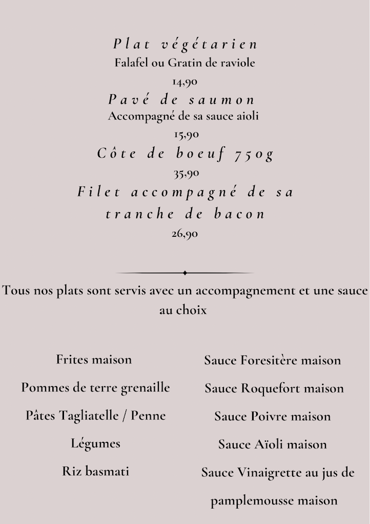 Les plats du restaurant