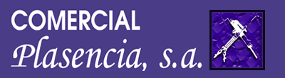 A purple logo for comercial plasencia s.a.