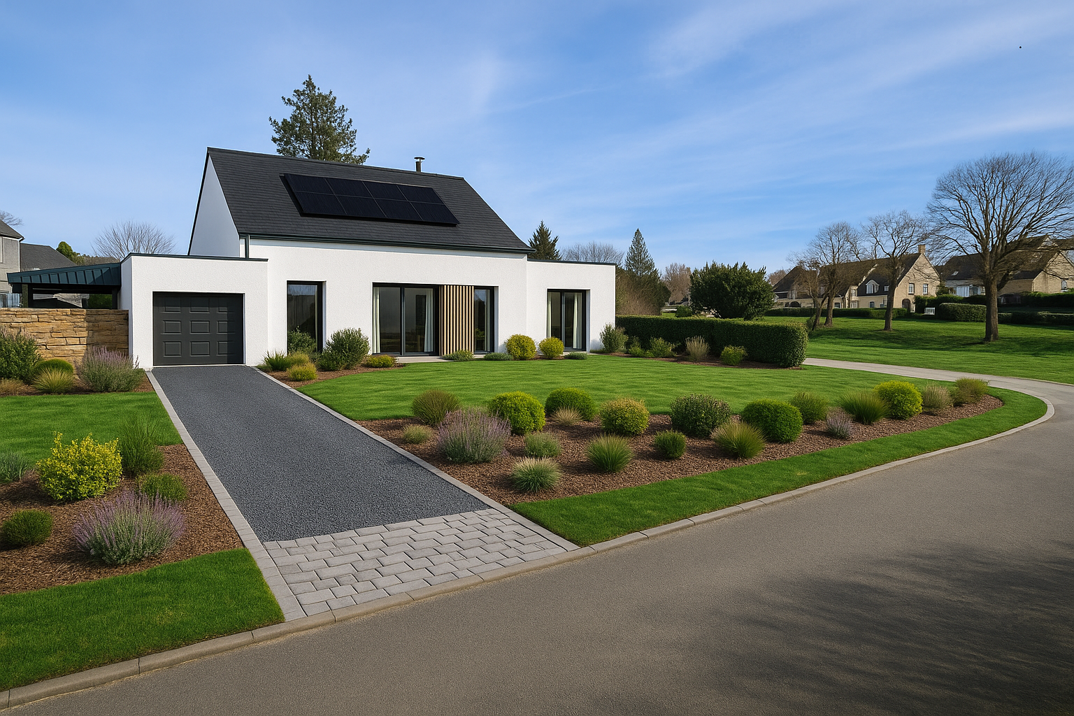 Après construction de maison neuve blanche