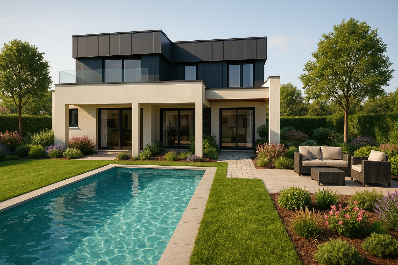 Construction de maison neuve moderne