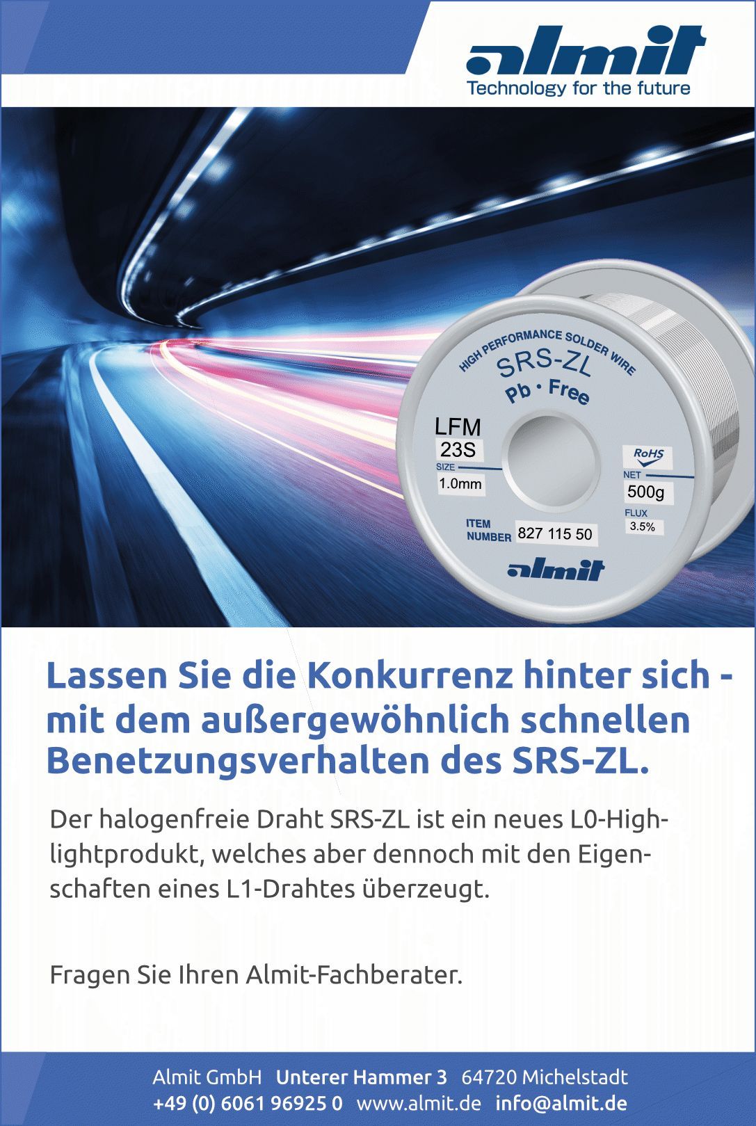 Eine Werbung für ein Produkt namens srs-zl