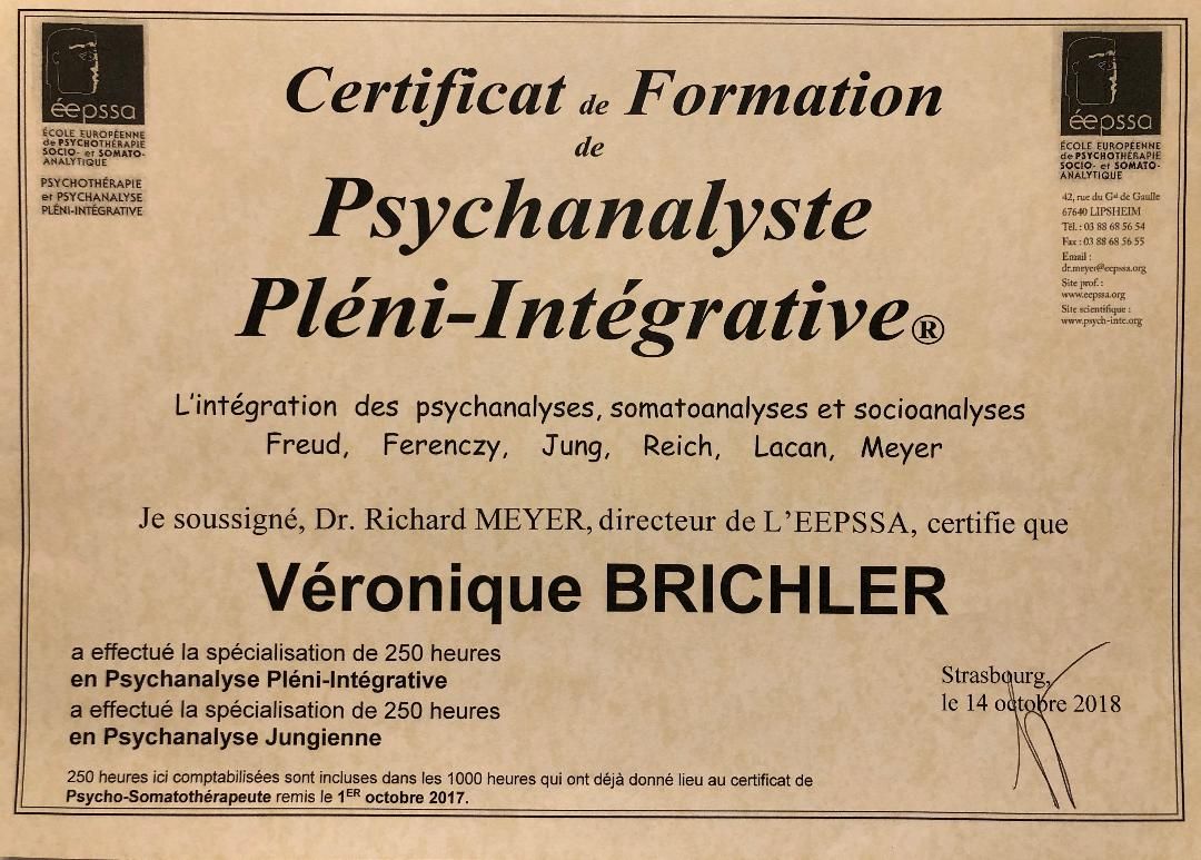 Certificat de formation psychanaliste pléni-intégrative