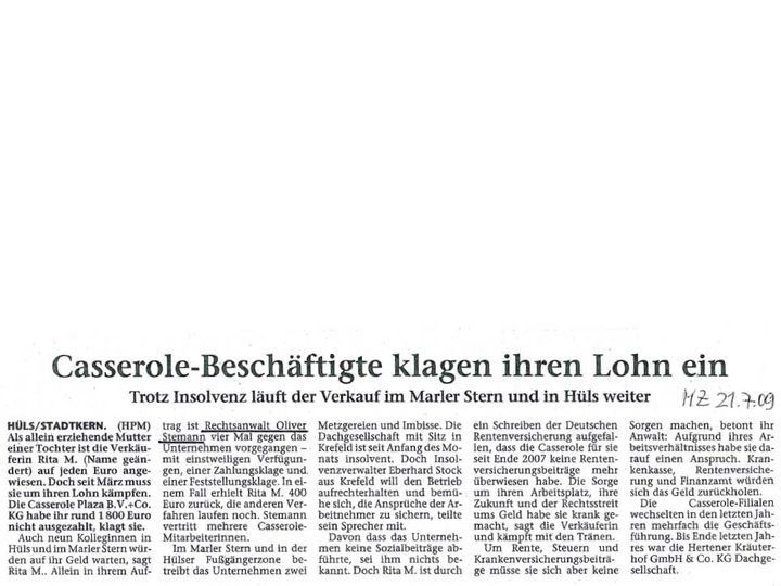 Ein Zeitungsartikel über die Rechtsanwalts- und Fachanwaltskanzlei  Oliver Stemann