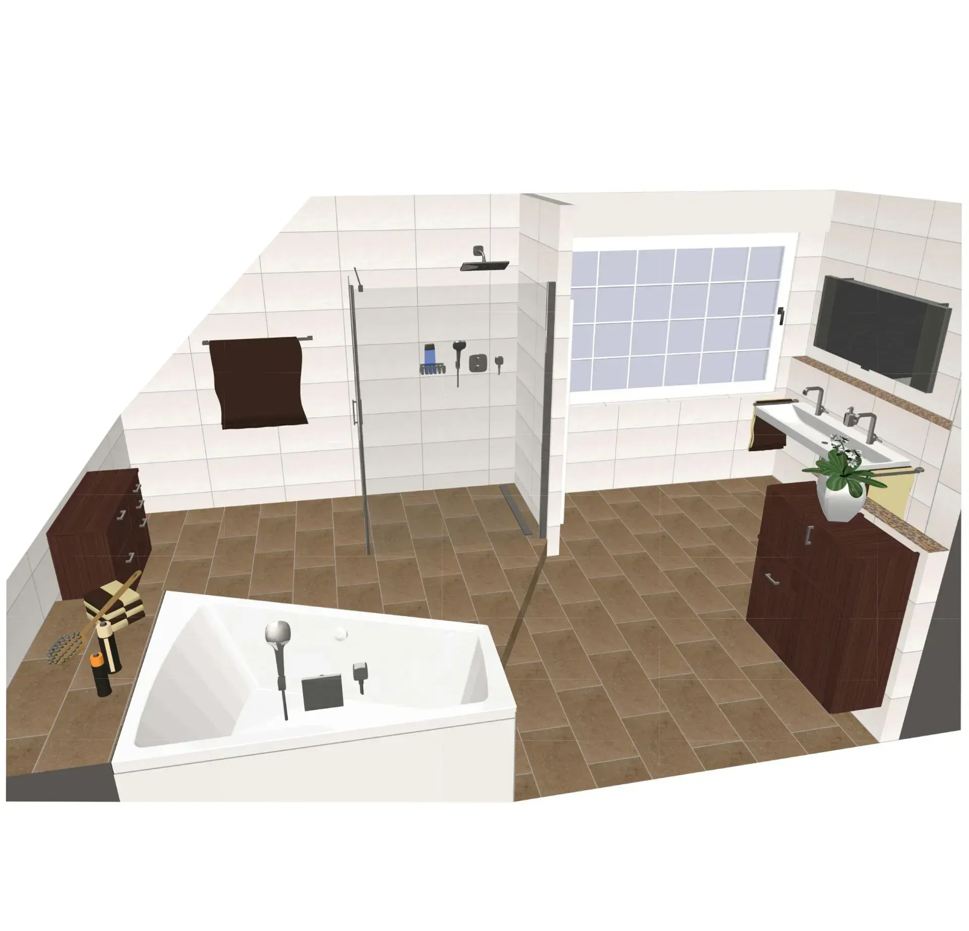 3D Planung eines hellen Badezimmers