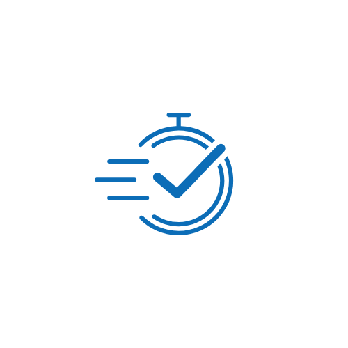 Un icono azul de un cronómetro con una marca de verificación dentro.