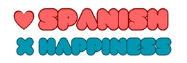 Corazón español, multiplicado por la felicidad, en letras de burbuja, rojas y azules.