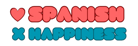 Corazón español, multiplicado por la felicidad, en letras de burbuja, rojas y azules.