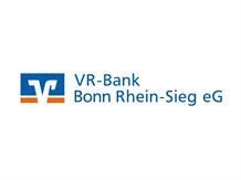 Das logo der vr-bank bonn rhein-sieg eg ist blau und orange.