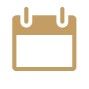 Icono de calendario, de color bronce, con dos pestañas en la parte superior.