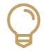 Icono de bombilla dorada, que representa una idea o solución.
